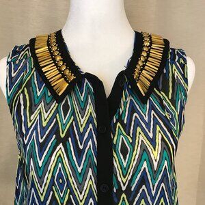 Unique Geometric Print Top with Matching Earrin - Brand New with Tags!